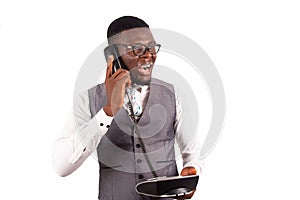 Young businessman talking with a mobile phone