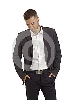 Young businessman thinking