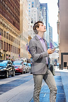 Young Businessman traveling, working in New York