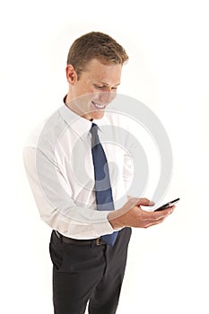 Young businessman using a cell phone