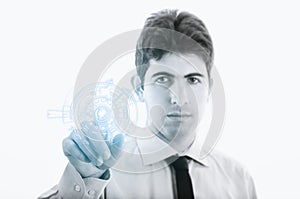 Young Businessman with virtual interface