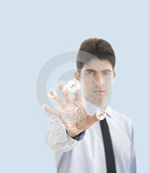 Young Businessman with virtual interface