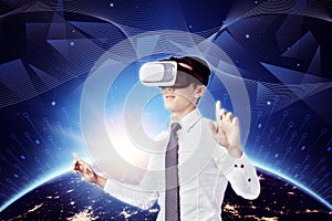 young businessman with  vr glasses