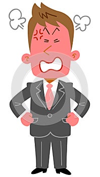 Young businessman who gets angry with flushing his face _ whole body