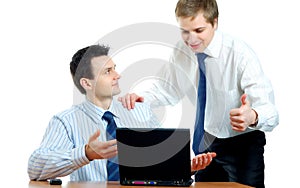 Young businessmen discussing a project
