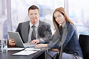 Young businesspeople having meeting