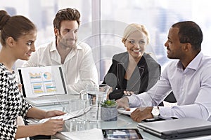 Young businesspeople at a meeting