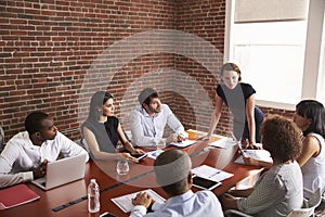 Young Businesswoman Addressing Boardroom Meeting