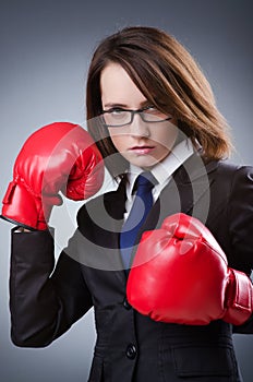 Young businesswoman - boxing concept