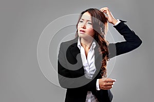 Young businesswoman confuse, stressed