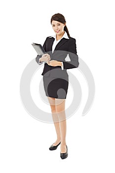 young businesswoman holding folder