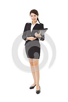 young businesswoman holding folder