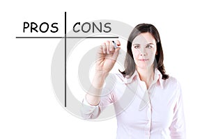 Young businesswoman holding a marker.