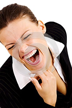 Young Businesswoman laughing hysterically photo