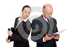 Young businesswoman looking at documents