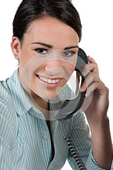 Young businesswoman on the phone, isolated