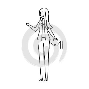 young businesswoman with portfolio character