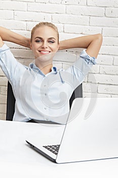 Young businesswoman sitting relax at office