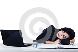 Young Businesswoman Sleeping - Isolated