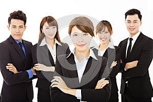 Young businesswoman with successful business team