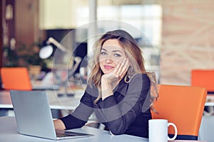 Young busy beautiful latin business woman suffering stress working at office computer