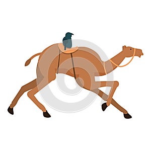 Young camel racing icon cartoon vector. Horse animal run