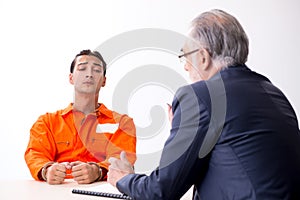 Young captive meeting with advocate in pre-trial detention