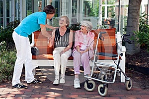 Young care assistant introducing herself. photo