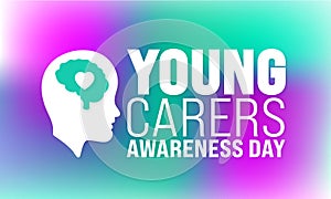 Young Carers awareness day background design template use to background, banner, placard, card, photo