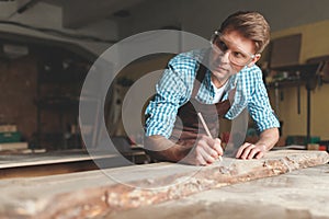 Young carpenter at work