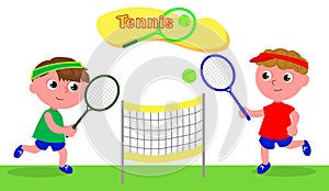 Young cartoon tennis player vector