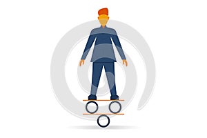 Young casual man. Male character equilibrist. Intelligent person. Business design. Vector illustration design for your project and