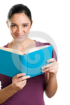 Young casual woman reading a book
