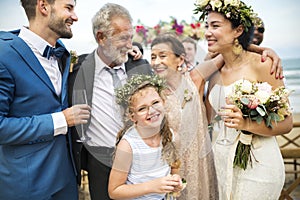 Young Caucasian couple`s wedding day