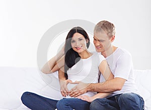 A young Caucasian couple waiting for the baby