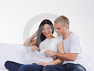 A young Caucasian couple waiting for the baby