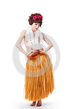 Young caucasian hula dancer