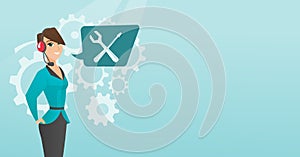 Young caucasian technical support operator.