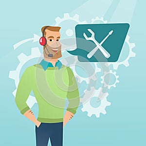 Young caucasian technical support operator.