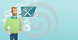 Young caucasian technical support operator.