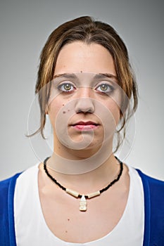 Young Caucasian Woman Blank Expresion photo