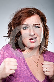 Young Caucasian Woman In A Boxing Stance