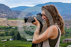 Photographer taking vineyards pictures