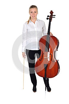 Young cellist standing