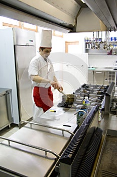 Young chef working photo