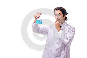 The young chemist isolated on white background