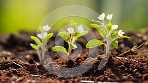 Young cherry saplings showcasing delicate and petite white blooms