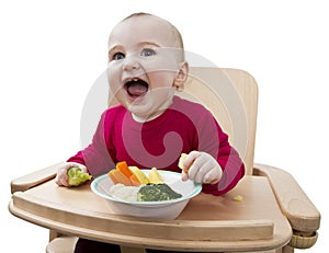 Young child eating in high chair