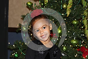 Young Child posing for Christmas Holiday Portrait