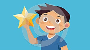 A young child proudly displaying their first origami star beaming with excitement and eager to learn more from the